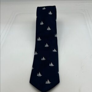 Emilio Ferrara Navy Sailboat Nautical Tie Made in Italy Polyester
